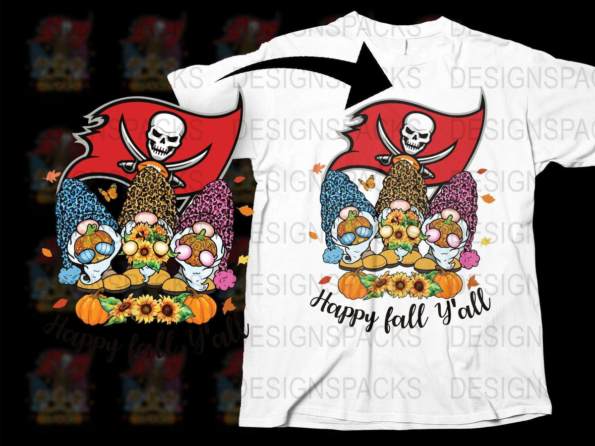 Happy Fall Y'all T-Shirt with Skull and Autumn Leaves Graphic, Colorful Fall Season Tee, Unisex Casual Fashion Top