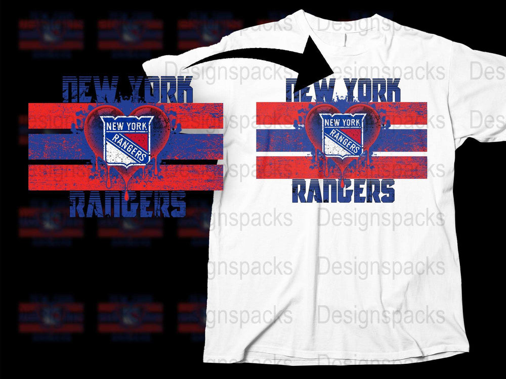 New York Rangers T-Shirt, Vintage Distressed Look, Fan Apparel, Hockey Team, Red White Blue Tee