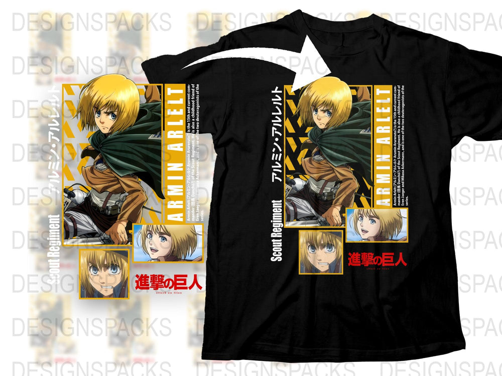 Armin Arlert Anime T-Shirt, Attack on Titan Graphic Tee, Unisex Cotton Shirt, Fan Merchandise, Bold Yellow Design