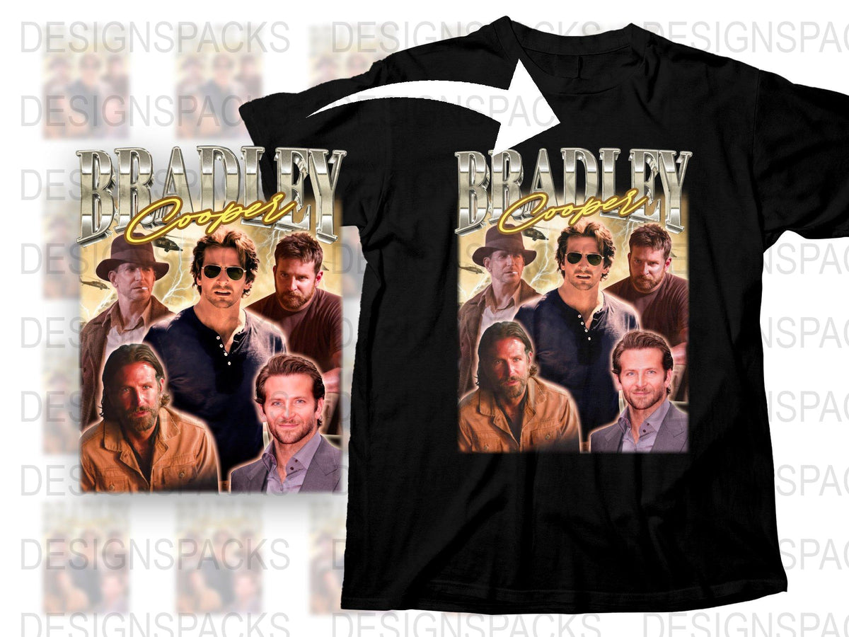 Bradley Cooper Fan T-Shirt, Multiple Poses Print, Celebrity Graphic Tee, Movie Star Fashion Top