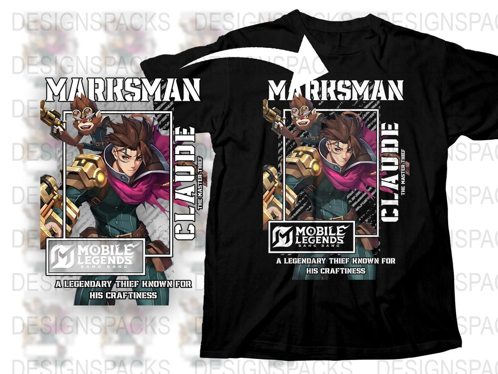 Mobile Legends Claude T-Shirt, Legendary Thief Skin Design, Gamer Apparel, Unisex Graphic Tee