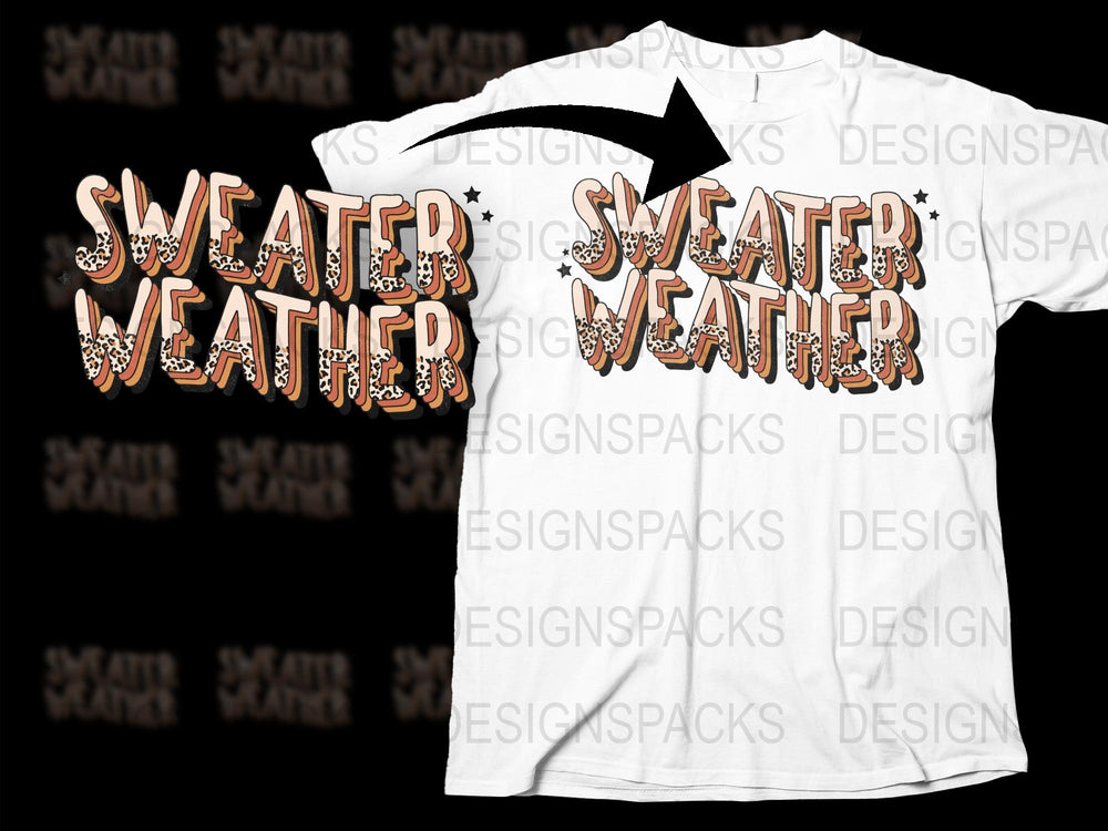 Sweater Weather T-Shirt, Autumn Fall Graphic Tee, Unisex Fashion, Casual Top, Trendy Design, White Cotton Shirt