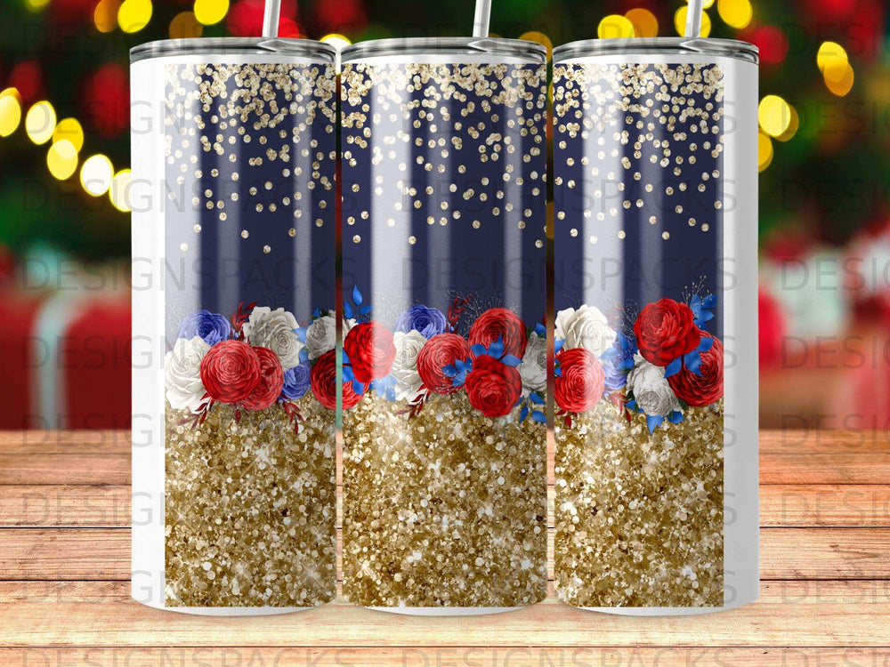 Gold Confetti Navy Red White Blue Glitter Tumbler product type
