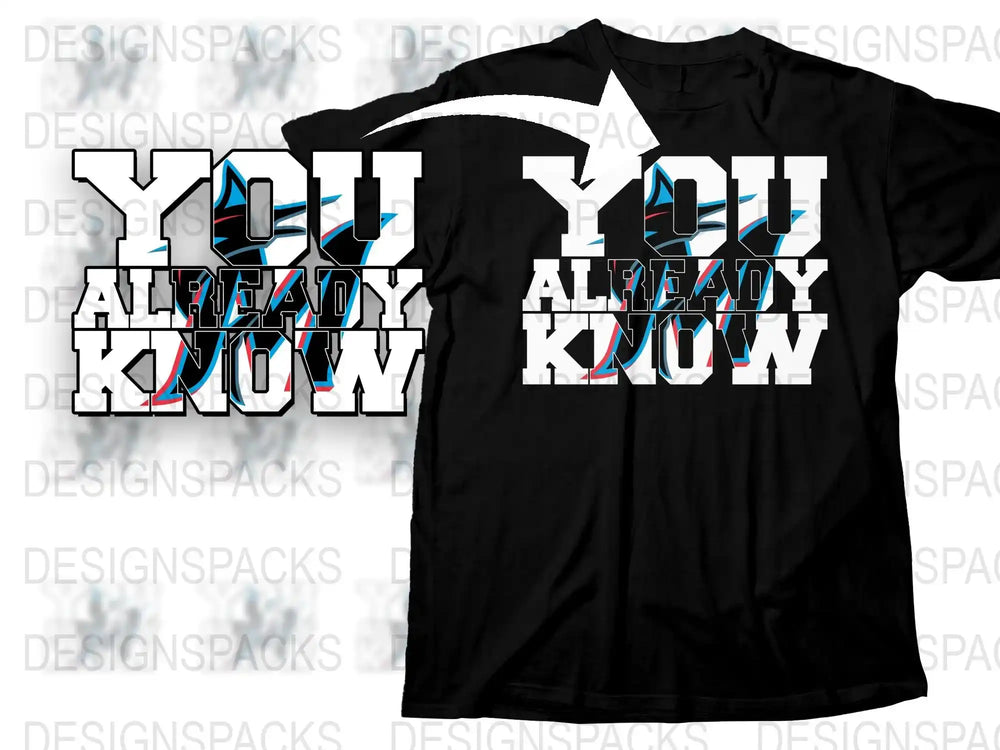 Trendy Black T-Shirt with Bold 'You Already Know' Text Graphic, Unisex Fashion Top