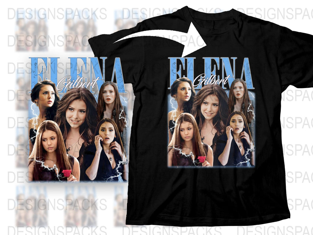 Elena Gilbert Vampire Diaries Inspired Graphic T-Shirt, Fan Merchandise, Multiple Poses Print Tee