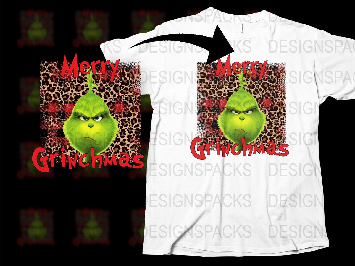 Merry Grinchmas T-Shirt, Funny Christmas Tee, Holiday Gift, Grinch Face Shirt, White Unisex T-Shirt with Red Text