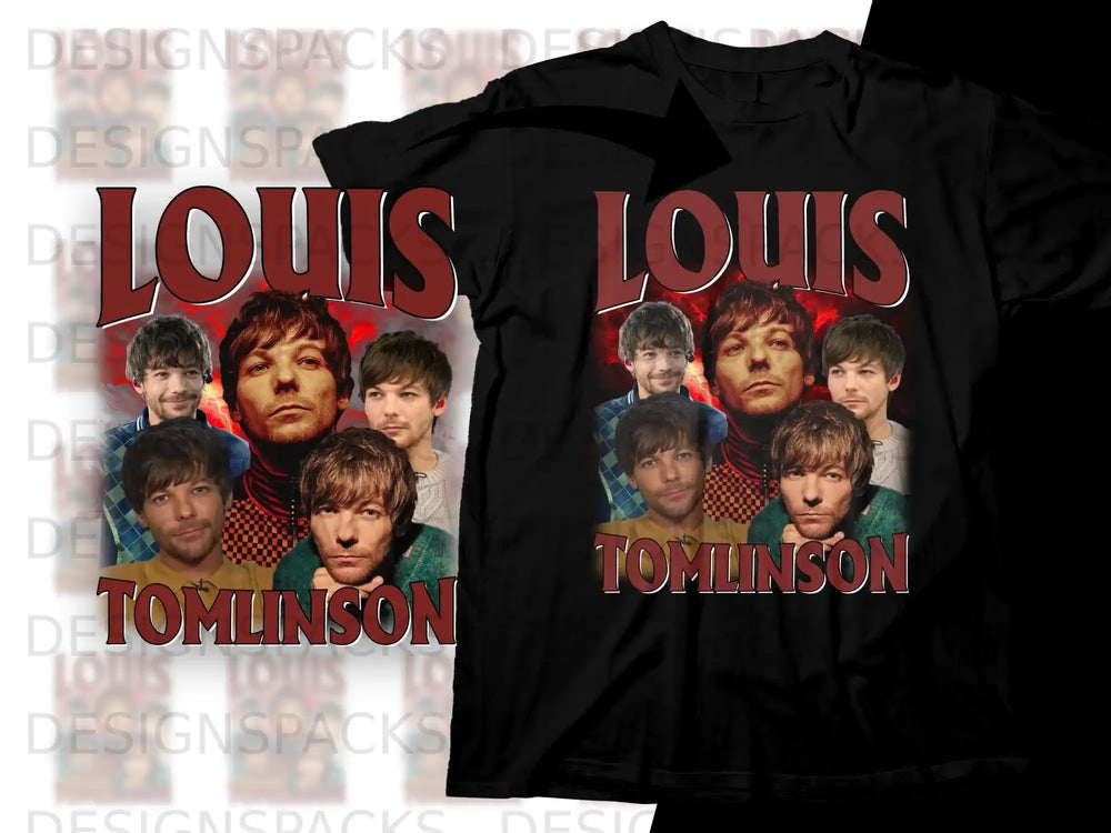 Louis Tomlinson graphic tee with multiple portraits and his name.
