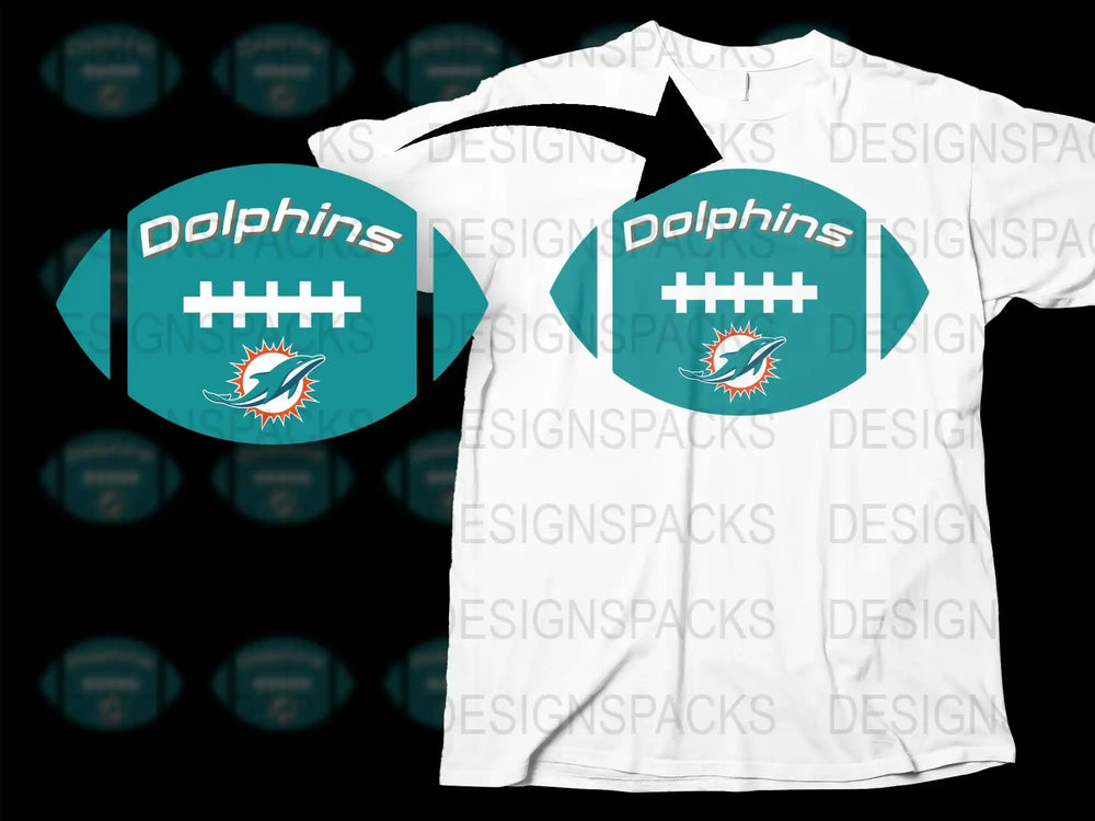 Miami Dolphins Inspired Football T-Shirt, Casual Sports Tee, Fan Apparel, White Graphic Shirt