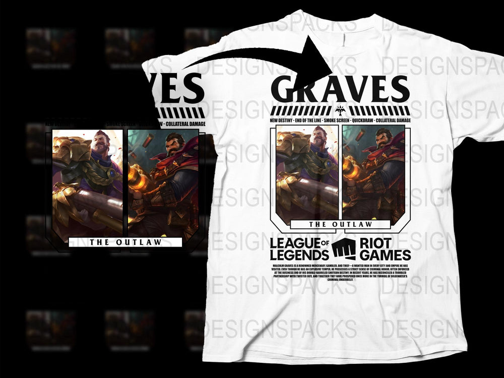 League of Legends Graves The Outlaw Graphic T-Shirt, Gaming Merchandise, Riot Games Apparel
