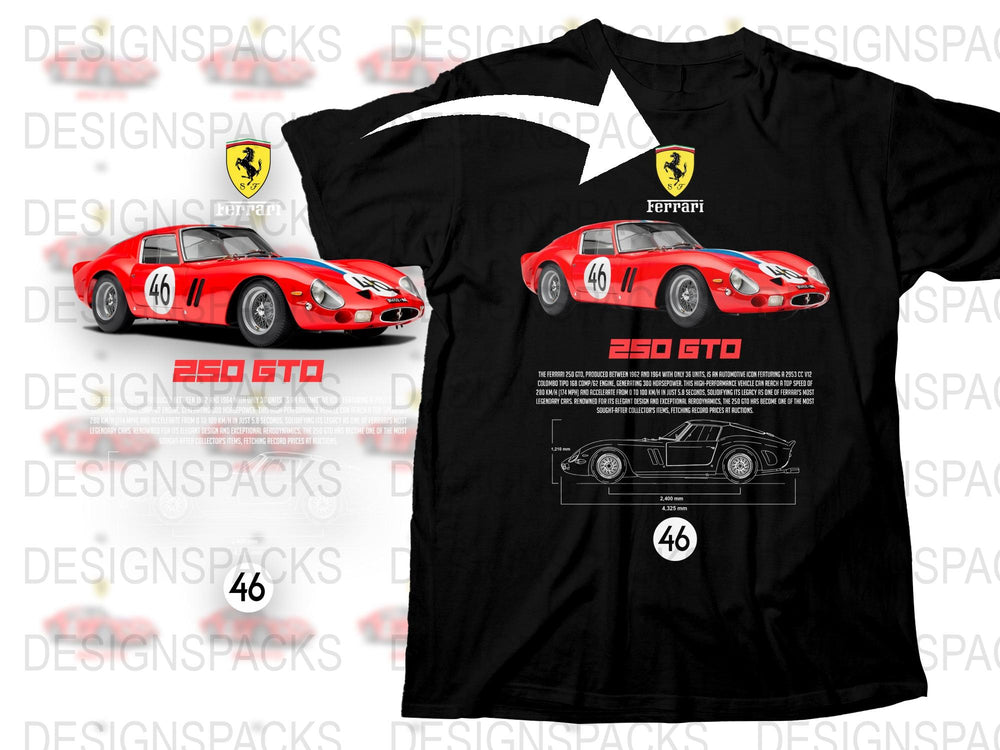 Ferrari 250 GTO Classic Car T-Shirt, Vintage Automotive Racing Tee, Collector's Graphic Shirt, Gift for Car Enthusiasts