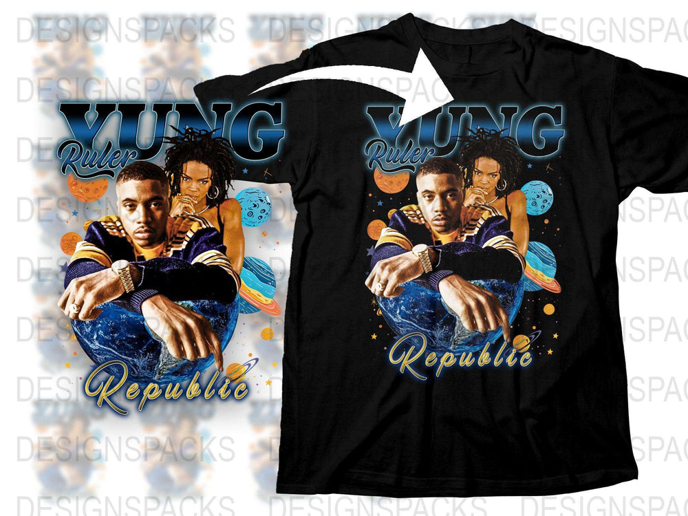 Hip Hop Graphic Tee, Vintage Yung Ruler Republic T-Shirt, Urban Fashion, Music Fan Apparel