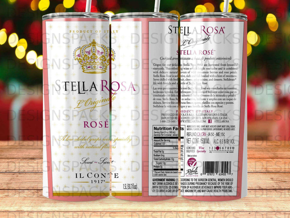 Stella Rosa Rosé wine bottle with nutritional facts and ingredients.