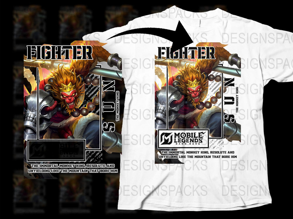 Fighter Mobile Legends T-Shirt, Immortal Monkey King Graphic Tee, Gaming Apparel for Men and Women