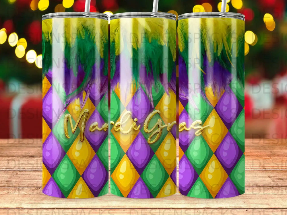 Mardi Gras Feather Harlequin tumbler product type