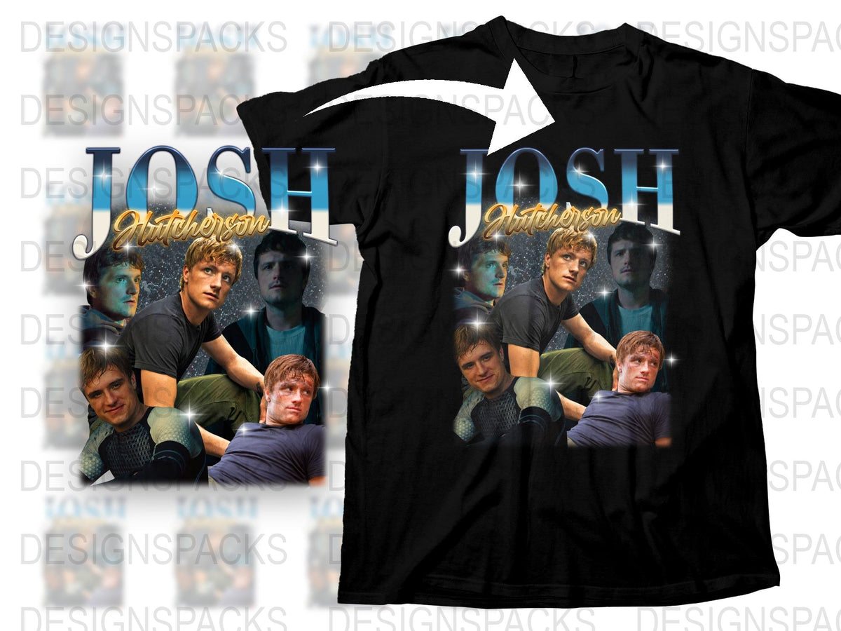 Josh Hutcherson Graphic T-Shirt, Vintage Style Photo Collage, Black Tee, Fan Merchandise, Casual Wear, Unisex Clothing