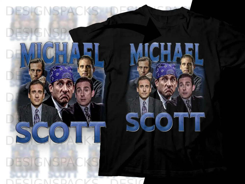 T-shirt with multiple headshots of Michael Scott from The Office.