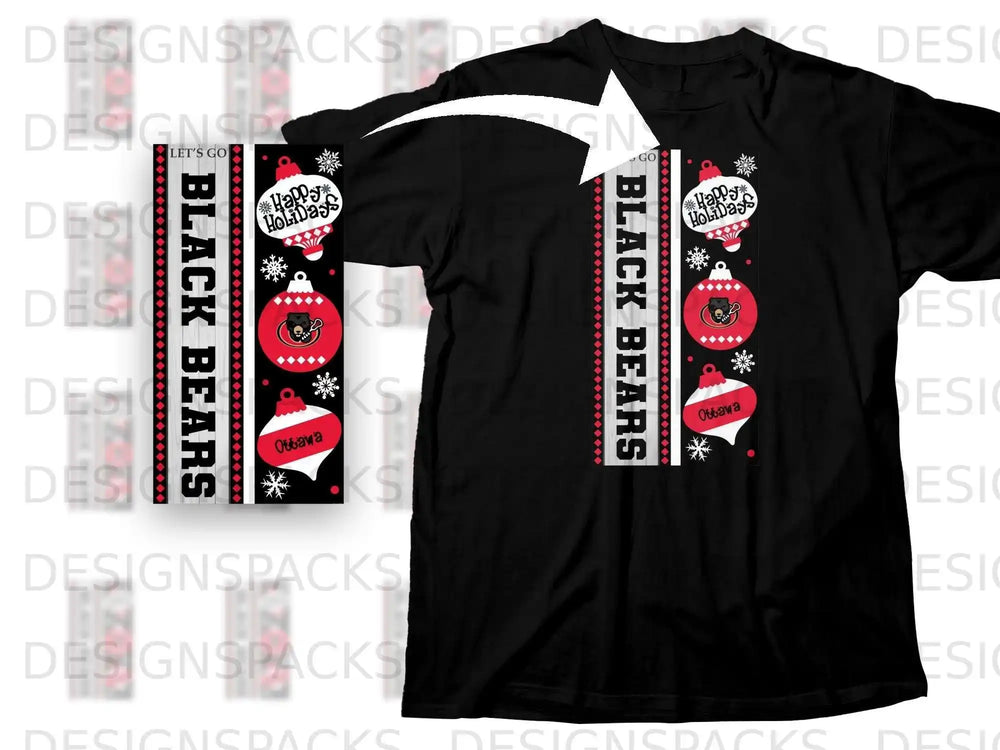Black Bears Happy Holidays Ottawa Design T-Shirt