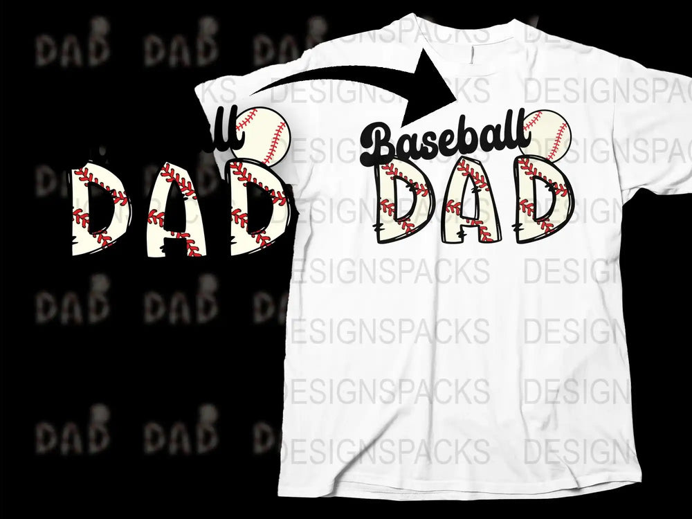 Baseball Dad T-Shirt, White Sports Graphic Tee, Father's Day Gift, Men's Casual Sportswear Top