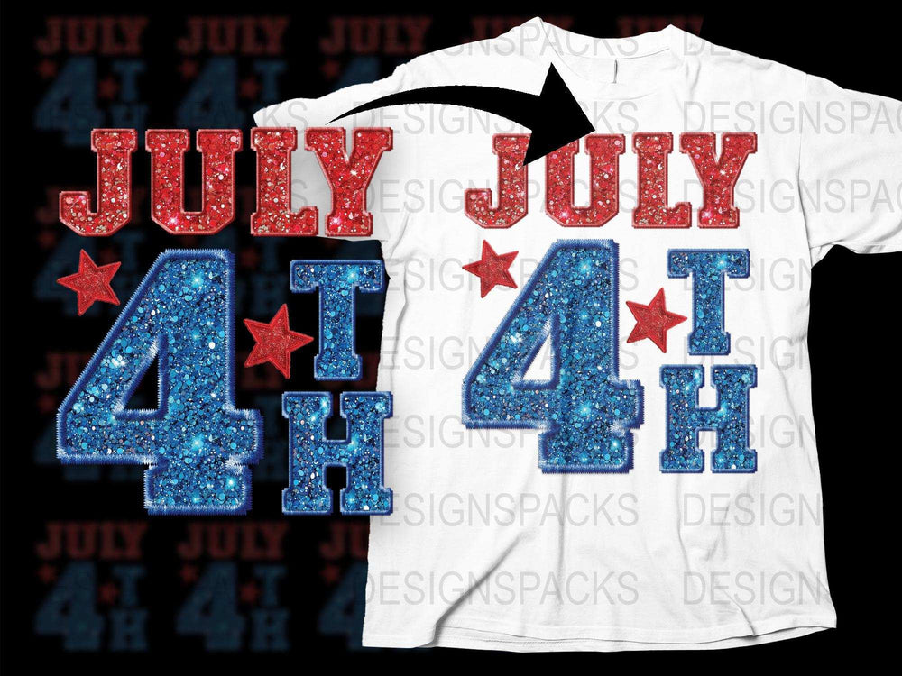 Patriotic July 4th T-Shirt, Glittery Blue Star Design, Independence Day Apparel, Men Women Kids Sizes