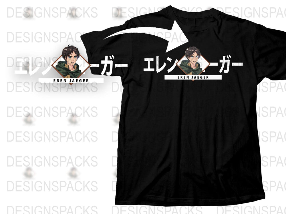 Eren Jaeger Anime T-Shirt, Attack on Titan Character Tee, Black Graphic Shirt, Manga Fan Gift, Unisex Clothing