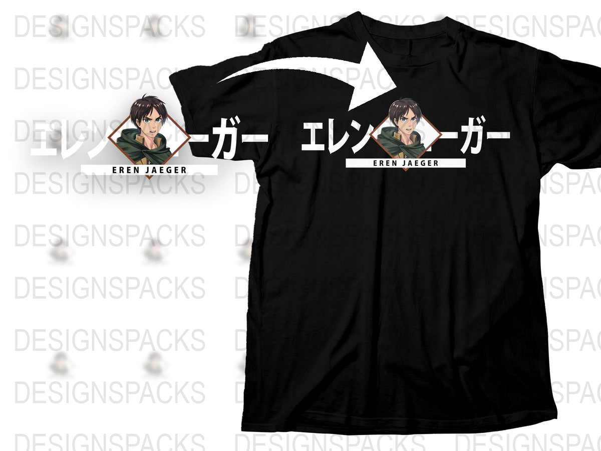 Eren Jaeger Anime T-Shirt, Attack on Titan Character Tee, Black Graphic Shirt, Manga Fan Gift, Unisex Clothing