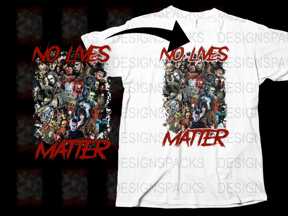 Graphic T-Shirt No Lives Matter, Horror Movie Characters Design, Unique Unisex Tee, Halloween Inspired Fashion, Edgy Streetwear Style