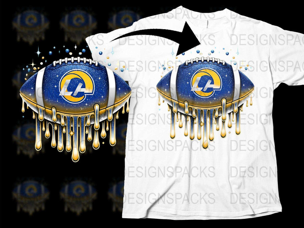 Los Angeles Football Team Graphic T-Shirt, Dripping Paint Design, Sports Fan Apparel, Unisex Casual Wear