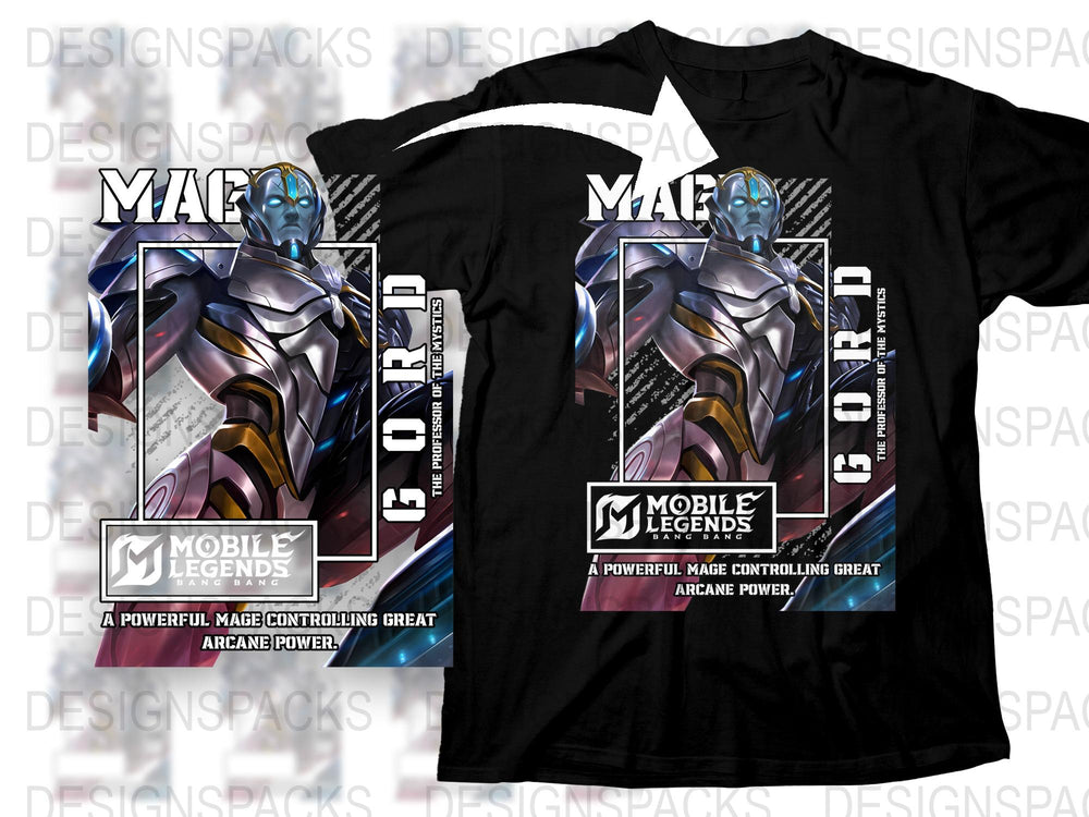 Mobile Legends Gord Graphic T-Shirt, Mage Character Design, Men's Black Cotton Tee, Gaming Apparel