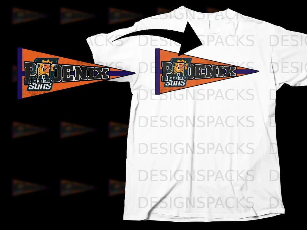 Phoenix Suns Vintage Pennant Graphic T-Shirt Design