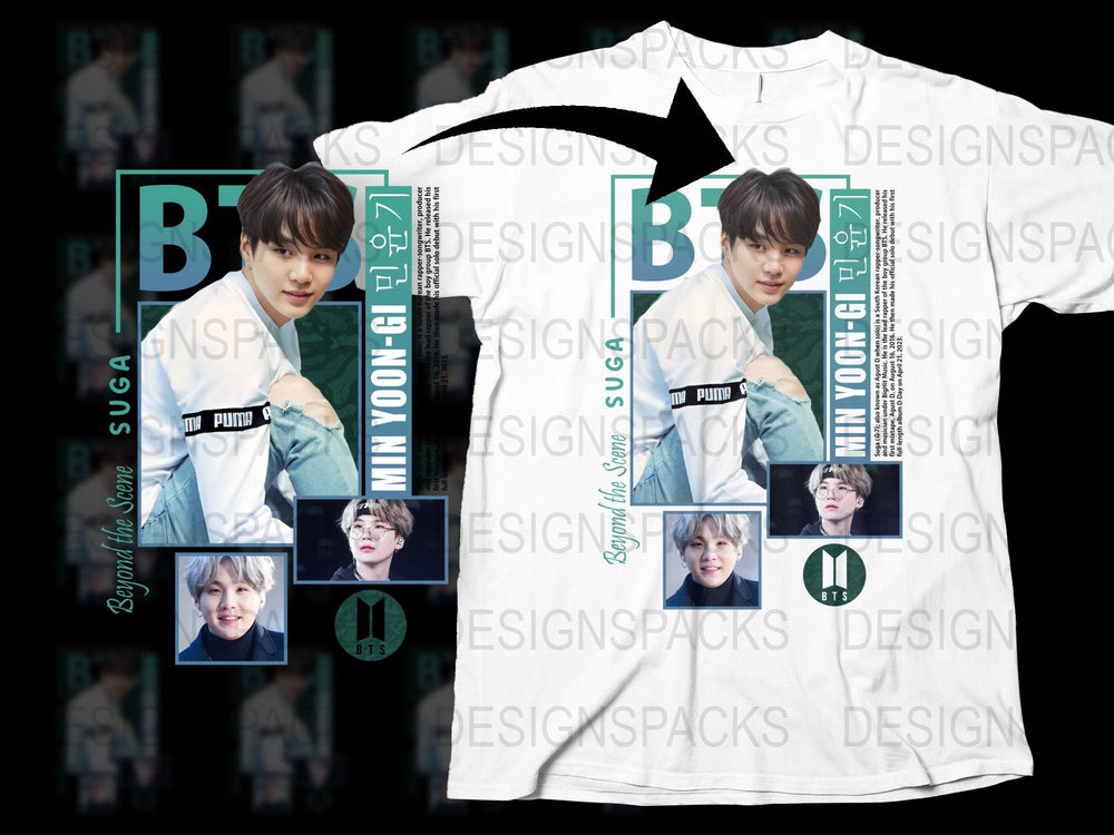 BTS Suga Fan T-Shirt, K-Pop Idol Min Yoongi Graphic Tee, Unisex Cotton Shirt, Pop Music Merchandise