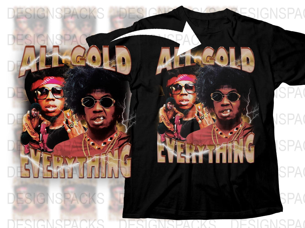 Vintage Hip Hop T-Shirt, All Gold Everything Graphic Tee, Retro Music Fan Apparel