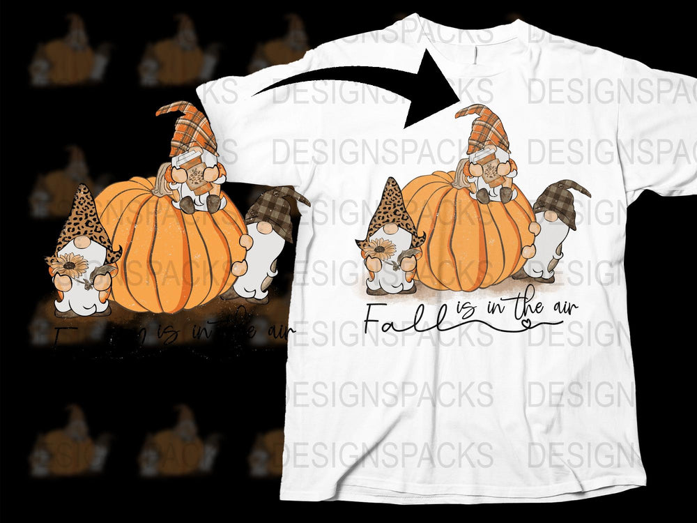 Fall Gnome Pumpkin T-Shirt, Autumn Seasonal Tee, Cute Thanksgiving Graphic Shirt, Unisex Adult Clothing