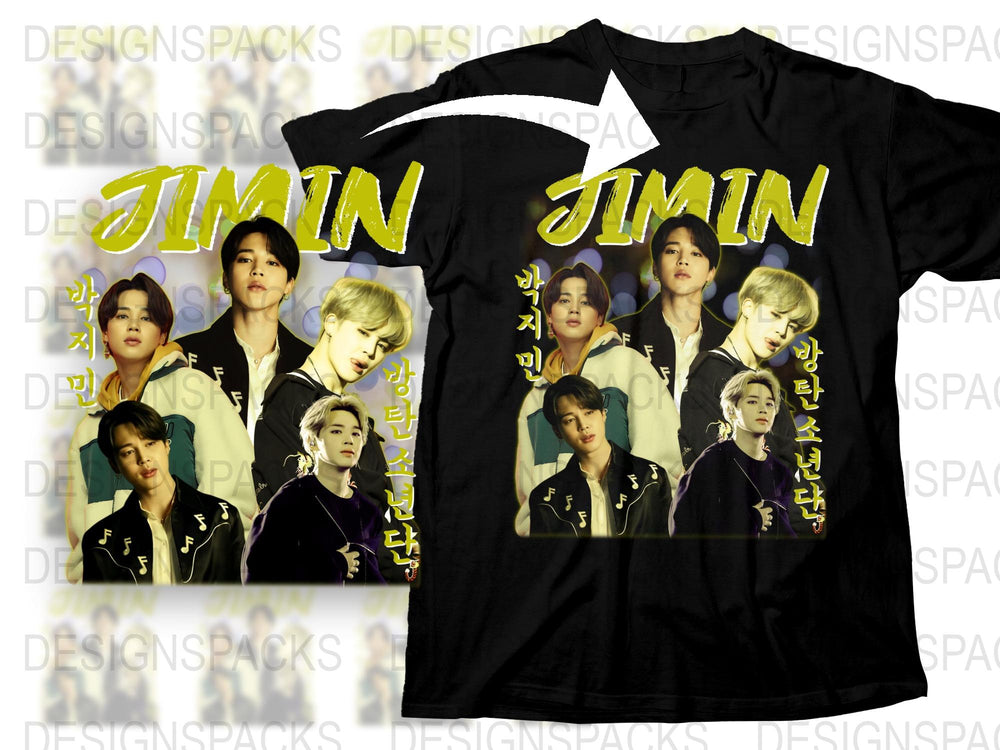 Jimin Fan T-Shirt, K-Pop Idol Graphic Tee, Black Cotton Shirt, Multiple Poses, Music Pop Culture, Gift for Fans
