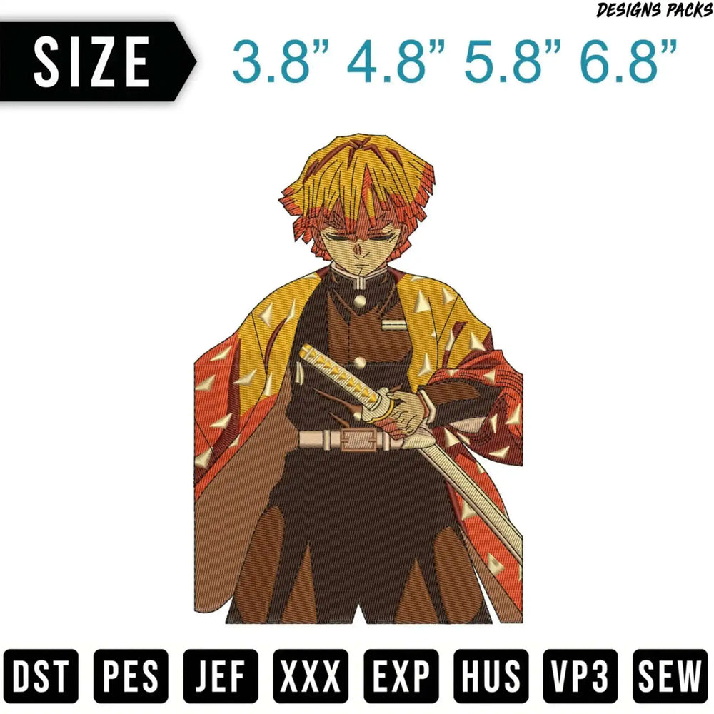 Anime character in kimono holding sword with size and file format options.