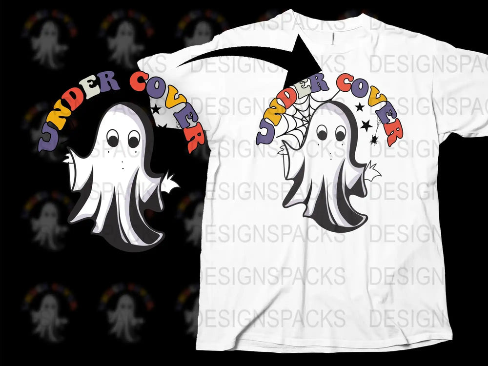 Under Cover Spider Ghost Halloween T-Shirt, Cute Spooky Tee, Fun October Apparel for All Ages