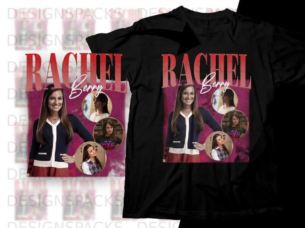 Rachel Berry "Glee" t-shirt with collage of photos.