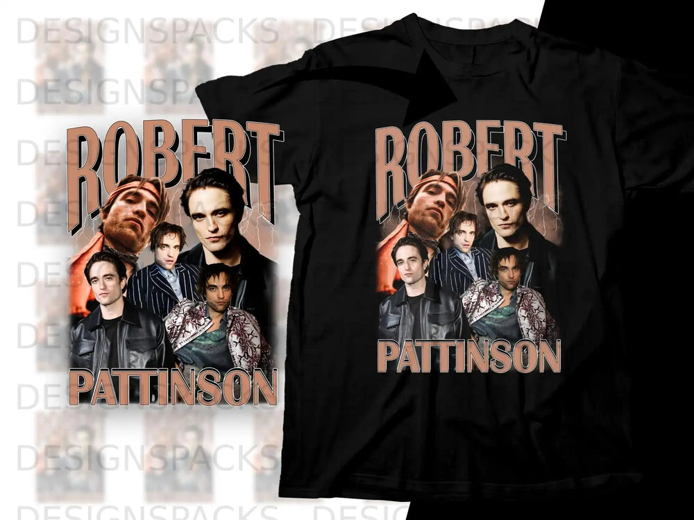 T-shirt with Robert Pattinson's face and "Robert Pattinson" text.