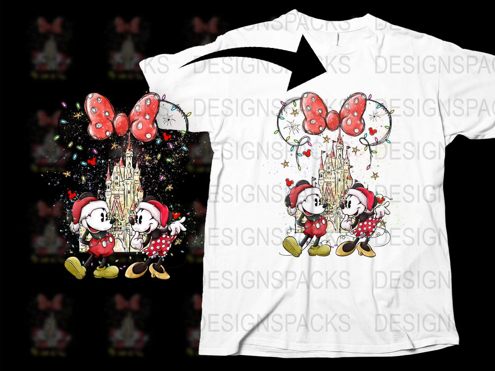 Disney Inspired T-Shirt, Mickey and Minnie Mouse, Cartoon Graphic Tee, Kids and Adults Sizes, Casual Wear, Magical Castle Design