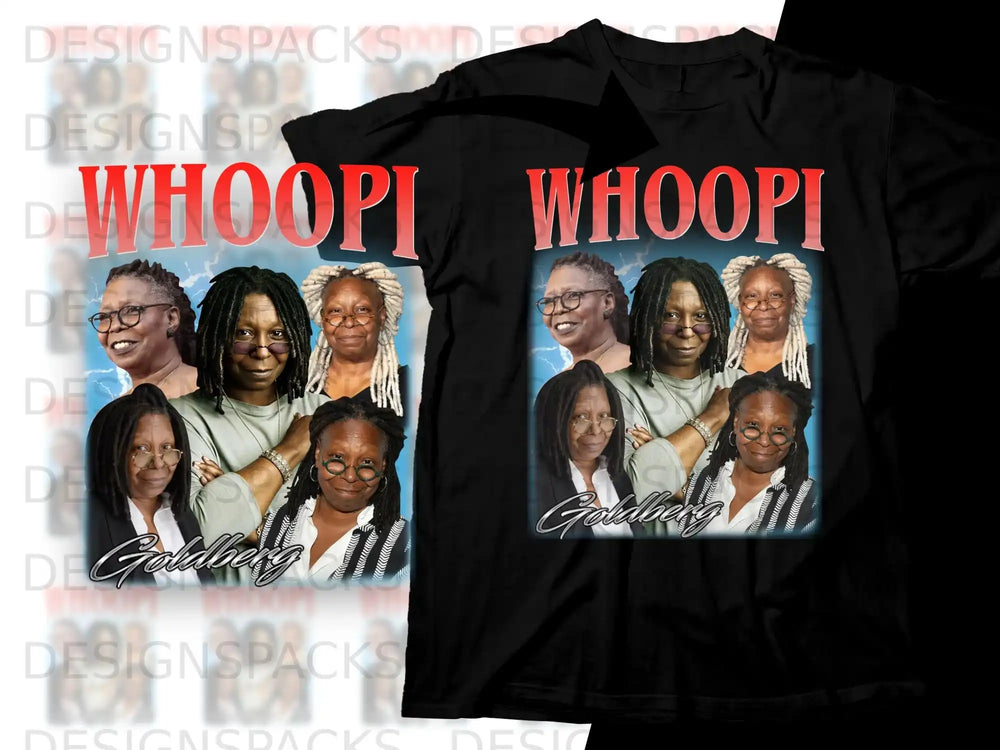 Whoopi Goldberg collage graphic t-shirt.