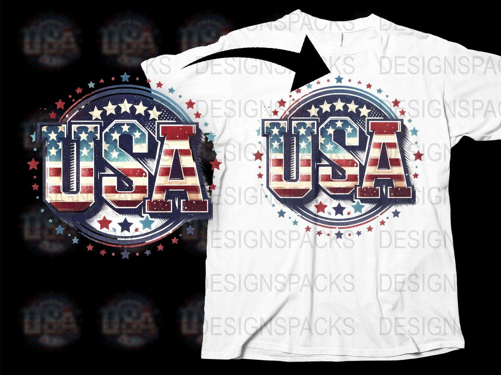 Patriotic USA T-Shirt, American Flag Design, Star Details, Red White Blue, Men's Women's Unisex, Casual Summer Tee