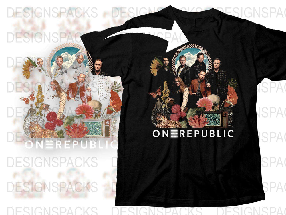 One Republic Band Graphic T-Shirt, Music Fan Tee, Fall Florals Design, Casual Apparel, Unisex Fashion