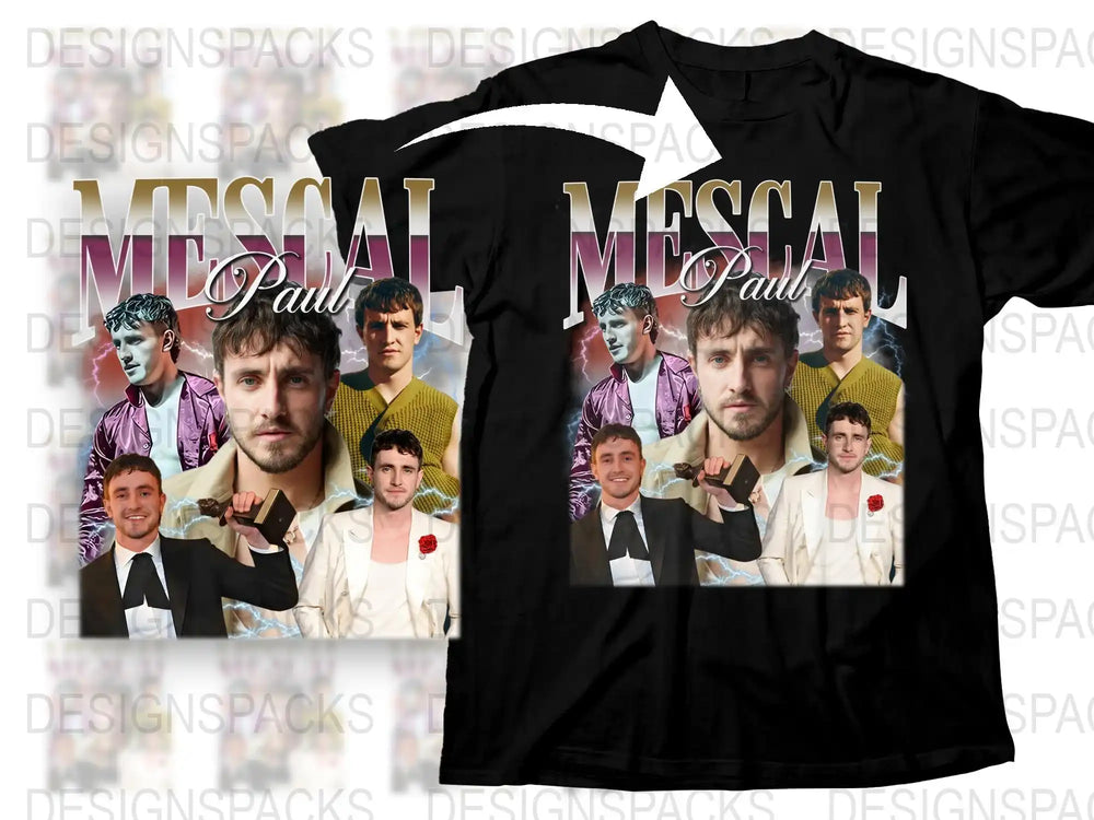 Vintage Inspired Paul Mescal Graphic T-Shirt, Retro Pop Culture Tee, Fashionable Unisex Black Shirt, Casual Streetwear