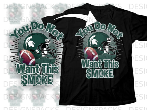 Black t-shirt with green football helmet and text 