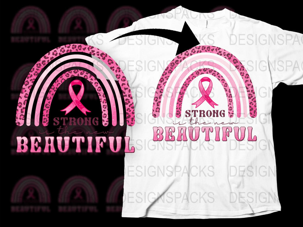 Strong The New Beautiful Breast Cancer Awareness Pink Ribbon T-Shirt
