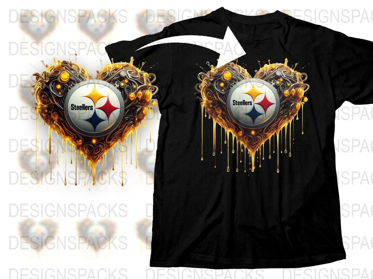 Pittsburgh Team Heart Design T-Shirt, Black Graphic Tee, Sports Fan Apparel, Unique Football Gift
