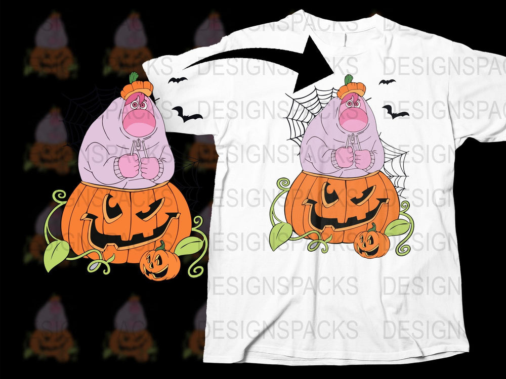 Halloween T-Shirt with Cute Pig and Pumpkin Graphic, Funny Fall Festival Tee, Unisex Adult Clothing