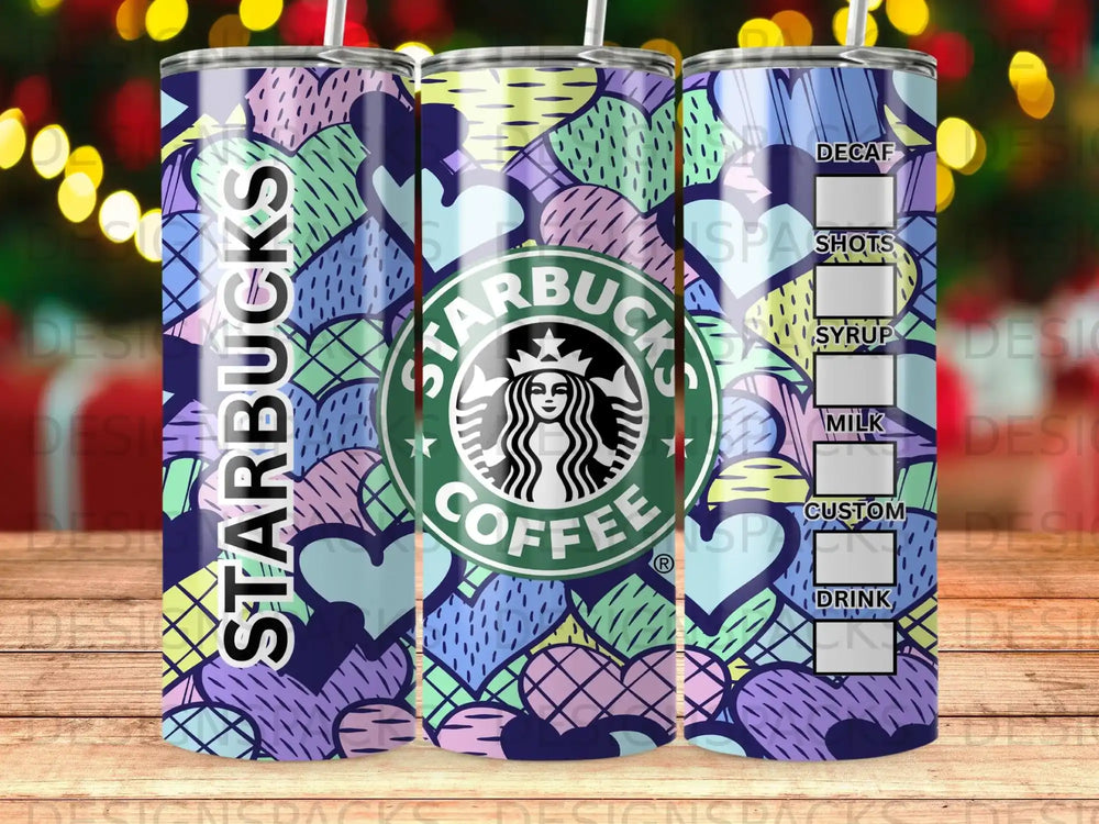 Starbucks Coffee Hearts Pattern Options Tumbler product type
