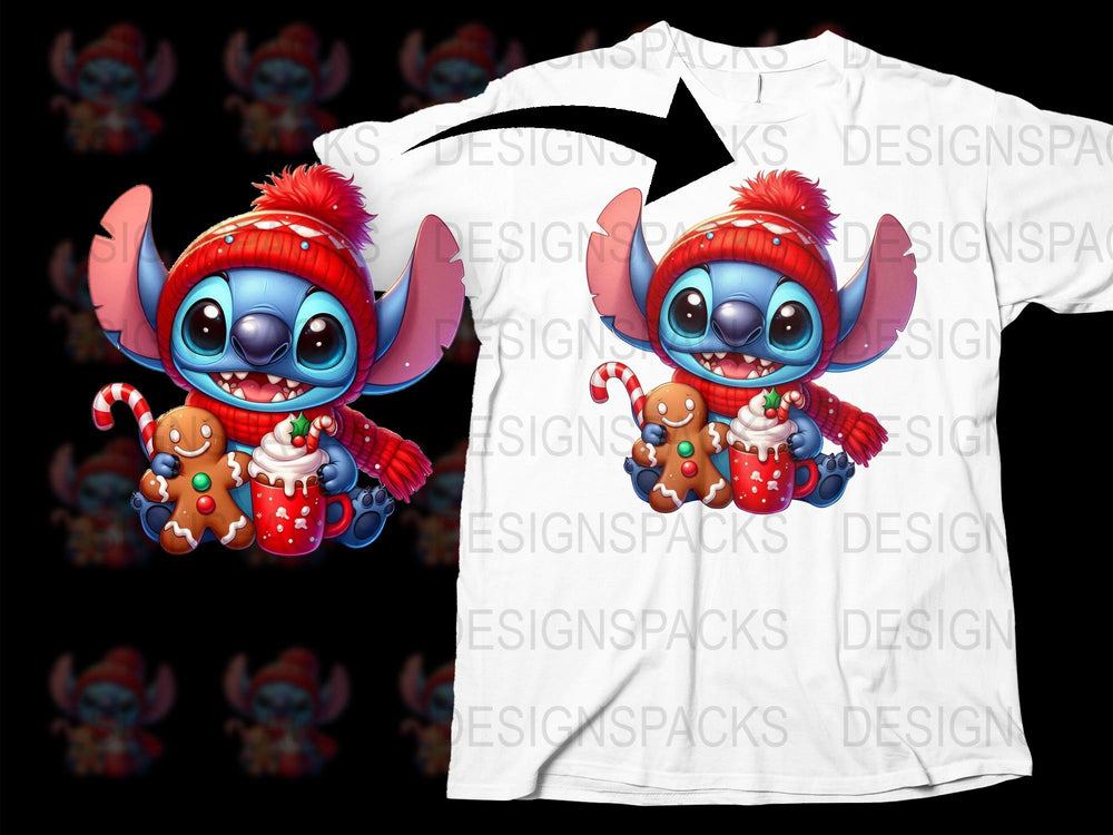 Cute Cartoon Monster Christmas T-Shirt, Festive Holiday Kids Wear, Red Blue Graphic Tee