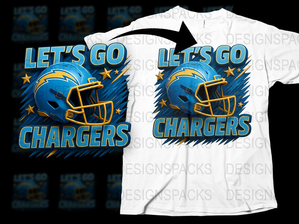 Let's Go Chargers Football Team T-Shirt, Fan Apparel, Sports Graphic Tee, Unisex Clothing