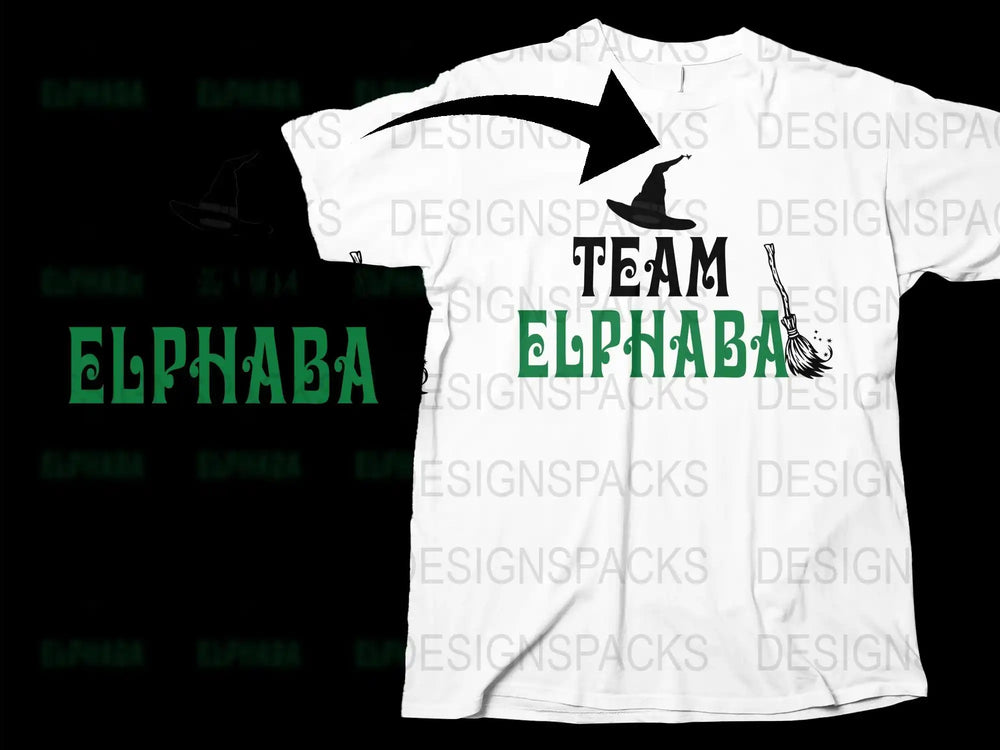 Team Elphaba T-Shirt, Wicked Witch Design, Broadway Musical Fan Tee, Black and White Graphic Shirt